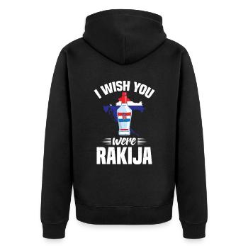 I wish you were rakija - Unisex Premium Organic Zip Hoodie - black - Back - Nico (187cm)