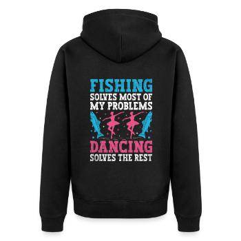 Angeln löst die meisten meiner Probleme Tanzen löst - Unisex Premium Bio Zip Hoodie - Schwarz - Hinten - Nico (187cm)