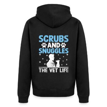 Schrubbt Und Kuschelt Der Tierarzt Life Verterinarian - Unisex Premium Bio Zip Hoodie - Schwarz - Hinten - Nico (187cm)