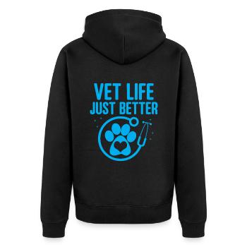 Tierarzt Leben einfach besser Vielseitiger Tierliebhaber - Unisex Premium Bio Zip Hoodie - Schwarz - Hinten - Nico (187cm)