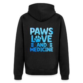 Pfoten Liebe Und Medizin Vielseitiger Tierliebhaber - Unisex Premium Bio Zip Hoodie - Schwarz - Hinten - Nico (187cm)