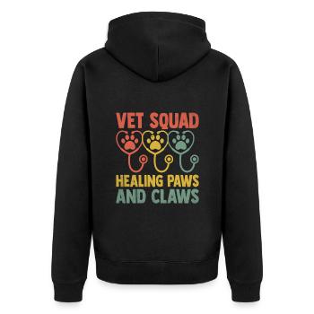 Vet Squad Heilpfoten und Klauen Verterinarian - Unisex Premium Bio Zip Hoodie - Schwarz - Hinten - Nico (187cm)