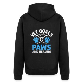 Tierarztziele Pfoten und Heilung von verterinärem Tier - Unisex Premium Bio Zip Hoodie - Schwarz - Hinten - Nico (187cm)