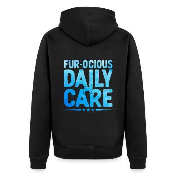 Pelz Ocious Care Daily Verterinarian Tierliebhaber - Unisex Premium Bio Zip Hoodie - Schwarz - Hinten - Nico (187cm)