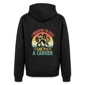 Ich flüstere Haustieren zu, als wäre es ein Karriereverterinier - Unisex Premium Bio Zip Hoodie - Schwarz - Hinten - Nico (187cm)