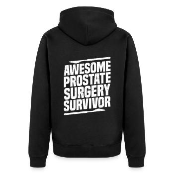 Fantastic Prostate Surgery Survivor - Unisex Premium Organic Zip Hoodie - black - Back - Nico (187cm)