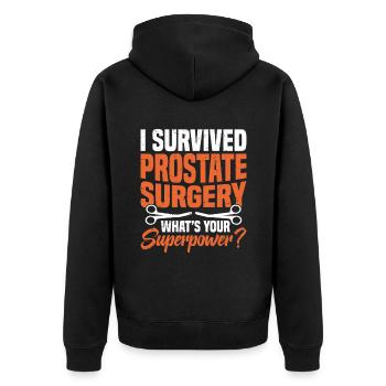 Ich Habe Die Prostata -operation Überlebt. Was Ist - Unisex Premium Bio Zip Hoodie - Schwarz - Hinten - Nico (187cm)