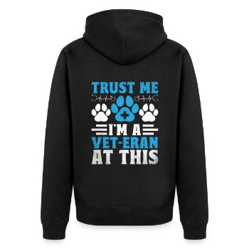 Glaub mir, ich bin ein Tierarzt Eran bei diesem Verterinarian - Unisex Premium Bio Zip Hoodie - Schwarz - Hinten - Nico (187cm)