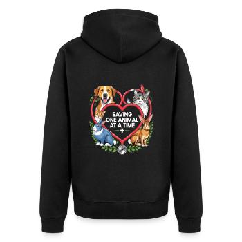 Rettung eines Tieres nach dem anderen Vielseitiges Tier - Unisex Premium Bio Zip Hoodie - Schwarz - Hinten - Nico (187cm)