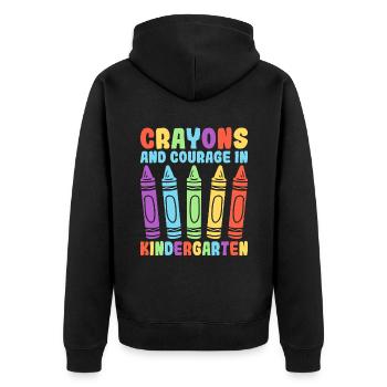 Crayons And Courage In Kindergarten School Teacher - Unisex Premium Organic Zip Hoodie - black - Back - Nico (187cm)