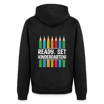Ready Set Kindergarten School Teacher Students - Unisex Premium Organic Zip Hoodie - black - Back - Nico (187cm)