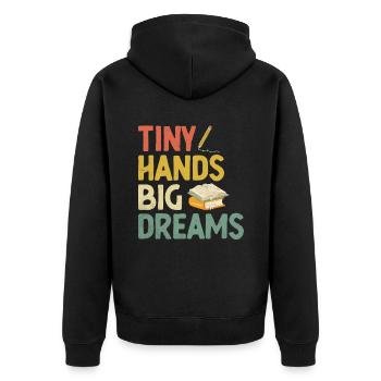 Tiny Hands Big Dreams Enseignant Élèves - Veste à capuche bio Premium Unisexe - noir - Dos - Nico (187cm)