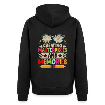 Creating Masterpieces And Memories School Teacher - Unisex Premium Organic Zip Hoodie - black - Back - Nico (187cm)
