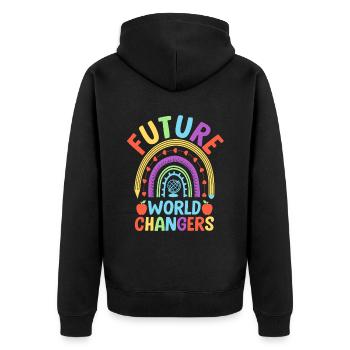 Future World Changers School Teacher Students - Unisex Premium Organic Zip Hoodie - black - Back - Nico (187cm)