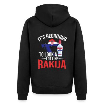 It's starting to look a lot like rakija - Unisex Premium Organic Zip Hoodie - black - Back - Nico (187cm)