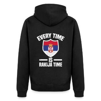 Every time it's rakija time - Unisex Premium Organic Zip Hoodie - black - Back - Nico (187cm)