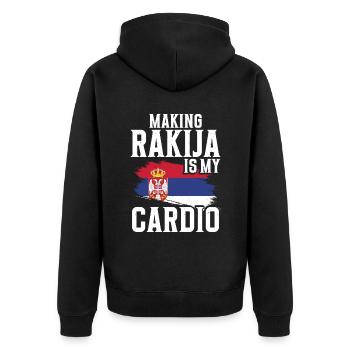 Doing rakija is my cardio - Unisex Premium Organic Zip Hoodie - black - Back - Nico (187cm)