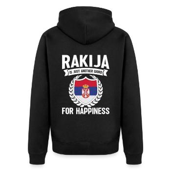 Rakija is just another word for happiness - Unisex Premium Organic Zip Hoodie - black - Back - Nico (187cm)