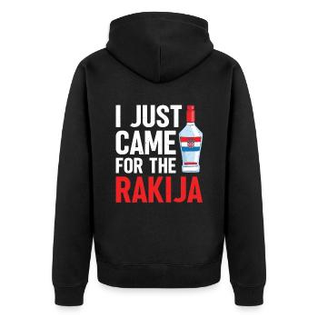 I just came for the rakija - Unisex Premium Organic Zip Hoodie - black - Back - Nico (187cm)