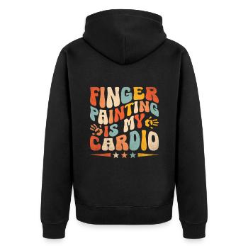 Finger Painting Is My Cardio School Teacher - Unisex Premium Organic Zip Hoodie - black - Back - Nico (187cm)