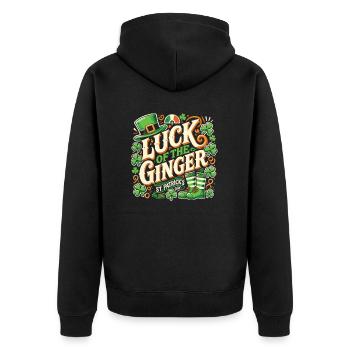 Glück Des Ingwers St. Patrick's Day - Unisex Premium Bio Zip Hoodie - Schwarz - Hinten - Nico (187cm)