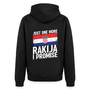 Nur Noch Ein Rakija Verspreche Ich - Unisex Premium Bio Zip Hoodie - Schwarz - Hinten - Nico (187cm)