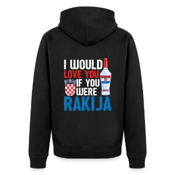 I'd love you if you could eat rakija - Unisex Premium Organic Zip Hoodie - black - Back - Nico (187cm)