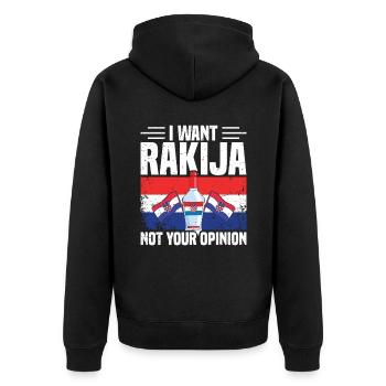 Je veux rakija, pas votre opinion - Veste à capuche bio Premium Unisexe - noir - Dos - Nico (187cm)