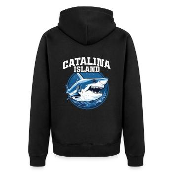 Catalina Island California Dive Shark - Unisex Premium Bio Zip Hoodie - Schwarz - Hinten - Nico (187cm)
