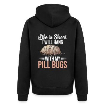 Das Leben Ist Kurz, Ich Werde Mit Meinen - Unisex Premium Bio Zip Hoodie - Schwarz - Hinten - Nico (187cm)