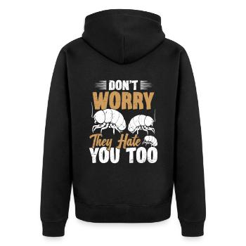 Sorgen Sie Sich Nicht, Dass Sie Dich Auch Hassen - Unisex Premium Bio Zip Hoodie - Schwarz - Hinten - Nico (187cm)