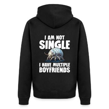 I'm not single I have several friends - Unisex Premium Organic Zip Hoodie - black - Back - Nico (187cm)