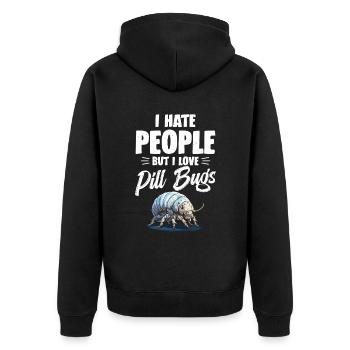 I hate people, but I love pill beetles - Unisex Premium Organic Zip Hoodie - black - Back - Nico (187cm)