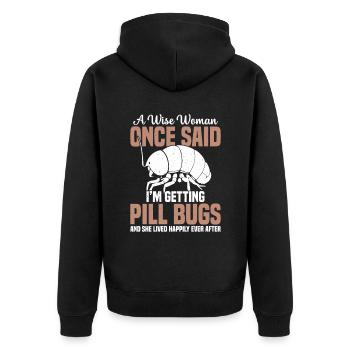 A wise woman once said, "I get - Unisex Premium Organic Zip Hoodie - black - Back - Nico (187cm)