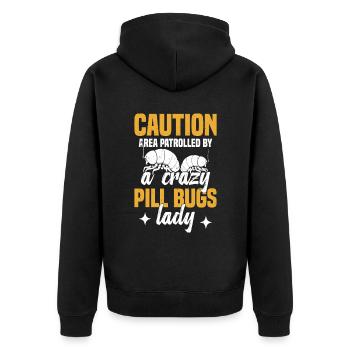 Vorsichter Arte, Der Von Einer Verrückten - Unisex Premium Bio Zip Hoodie - Schwarz - Hinten - Nico (187cm)