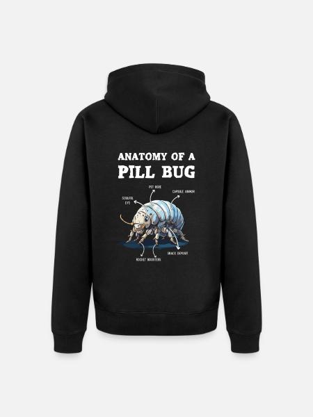 Anatomie Eines Pillenbugs - Unisex Premium Bio Zip Hoodie - Schwarz