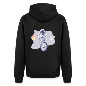 Dieser Typ Liebt Unicycles, Astronaut - Unisex Premium Bio Zip Hoodie - Schwarz - Hinten - Nico (187cm)