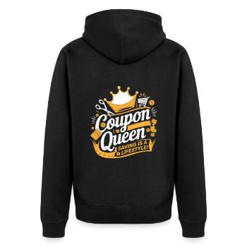 Coupon Queen Saving ist ein Lifestyle-Couponer-Shop - Unisex Premium Bio Zip Hoodie - Schwarz - Hinten - Nico (187cm)