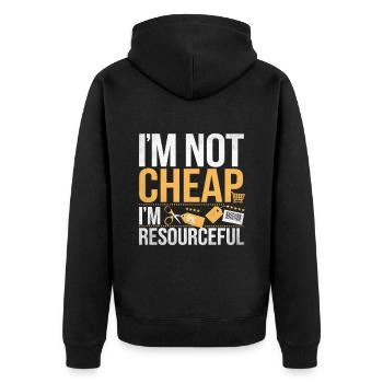 Je ne suis pas bon marché Je suis débrouillard Couponer Shopper - Veste à capuche bio Premium Unisexe - noir - Dos - Nico (187cm)