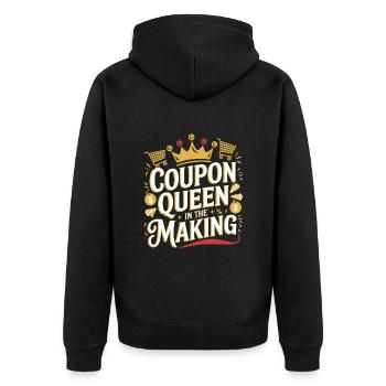 Coupon Queen In The Making Couponer Shopper Speichern - Unisex Premium Bio Zip Hoodie - Schwarz - Hinten - Nico (187cm)