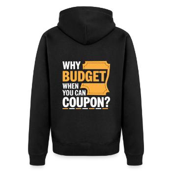 Warum budgetieren, wenn Sie Coupon Couponer Shopper können - Unisex Premium Bio Zip Hoodie - Schwarz - Hinten - Nico (187cm)