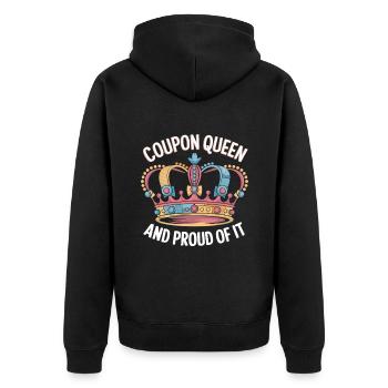 Coupon Queen And Proud Of It Couponer Shopper Save - Unisex Premium Organic Zip Hoodie - black - Back - Nico (187cm)