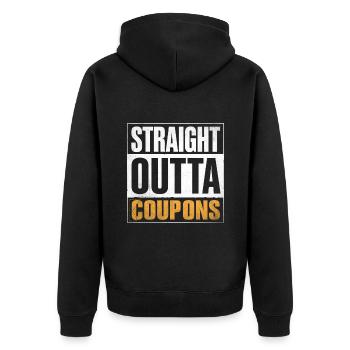 Straight Outta Coupons Couponer Shopper Geld sparen - Unisex Premium Bio Zip Hoodie - Schwarz - Hinten - Nico (187cm)