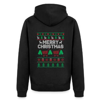 Weihnachten Couponing Couponer Shopper Geld sparen - Unisex Premium Bio Zip Hoodie - Schwarz - Hinten - Nico (187cm)