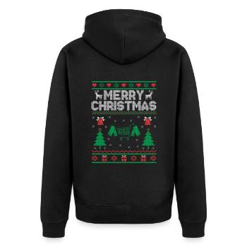 Xmas Merry Christmas Couponer Shopper Geld sparen - Unisex Premium Bio Zip Hoodie - Schwarz - Hinten - Nico (187cm)