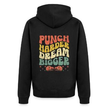 Punch Harder Dream Bigger Boxer Sports Strength - Unisex Premium Organic Zip Hoodie - black - Back - Nico (187cm)
