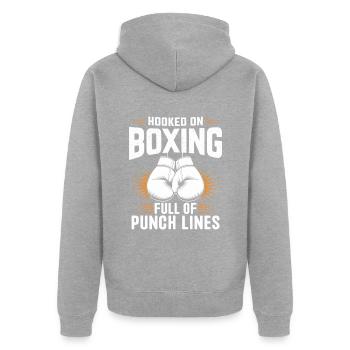 Accro à la boxe pleine de punchlines Boxer Sports - Veste à capuche bio Premium Unisexe - gris chiné - Dos - Nico (187cm)