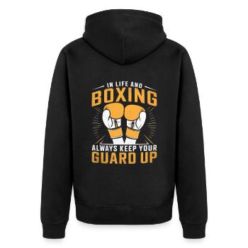 In Life And Boxing Always Keep Your Guard Up Boxer - Unisex Premium Organic Zip Hoodie - black - Back - Nico (187cm)
