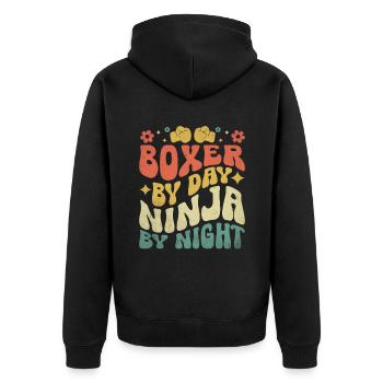 Boxeur le jour Ninja la nuit Boxer Sports Gym - Veste à capuche bio Premium Unisexe - noir - Dos - Nico (187cm)