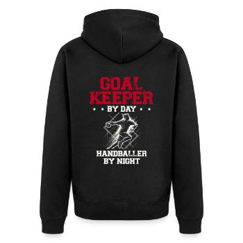Gardien de but le jour Handballer de nuit Handball - Veste à capuche bio Premium Unisexe - noir - Dos - Nico (187cm)